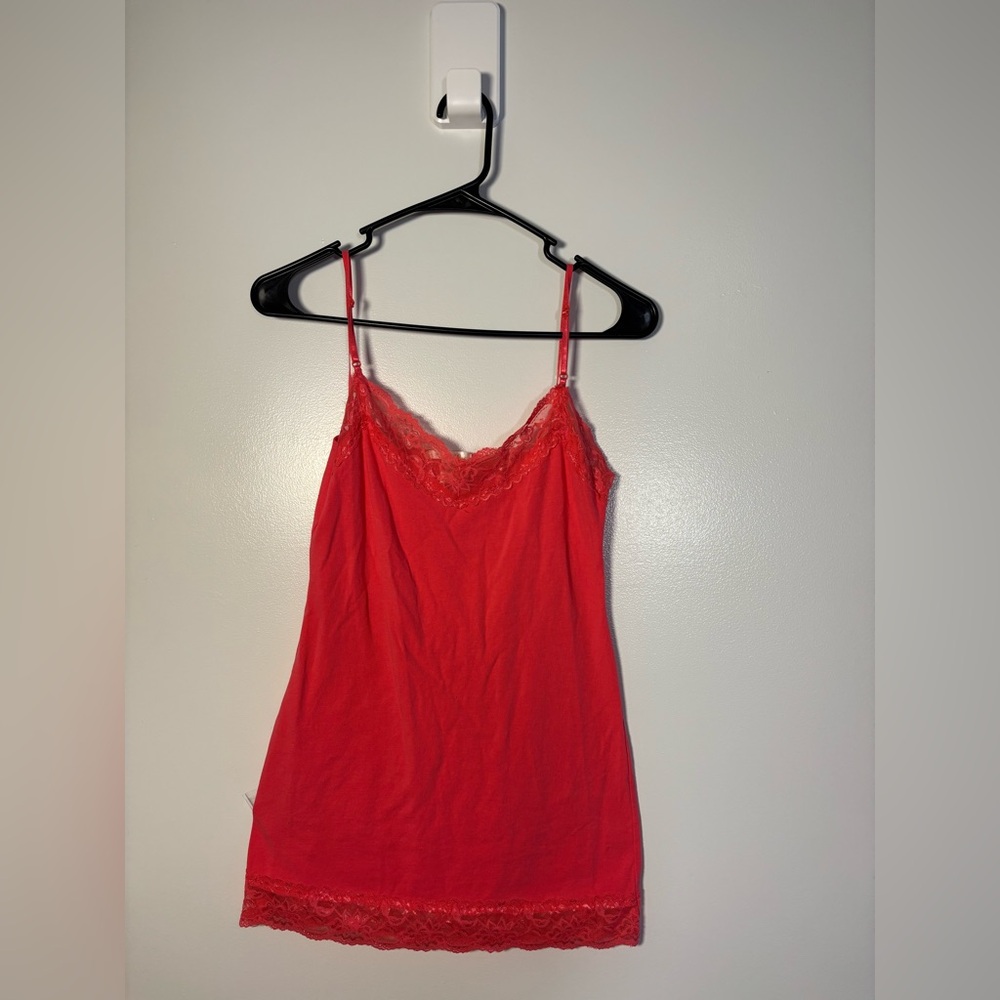 Bozzolo Red Lace-Edge Spaghetti Strap Camisole